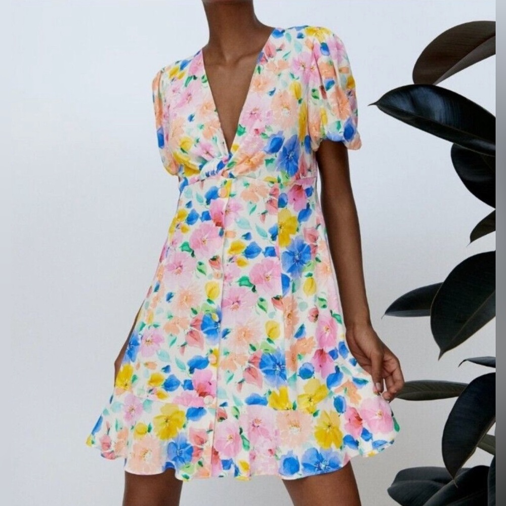 Zara cute girly floral multi color dress